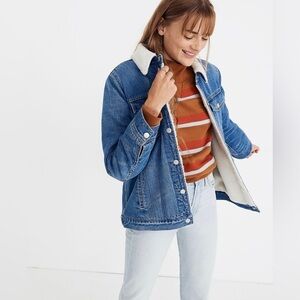 Madewell The Oversized Jean Jacket in Pinehill Wash: Sherpa Edition Women’s M